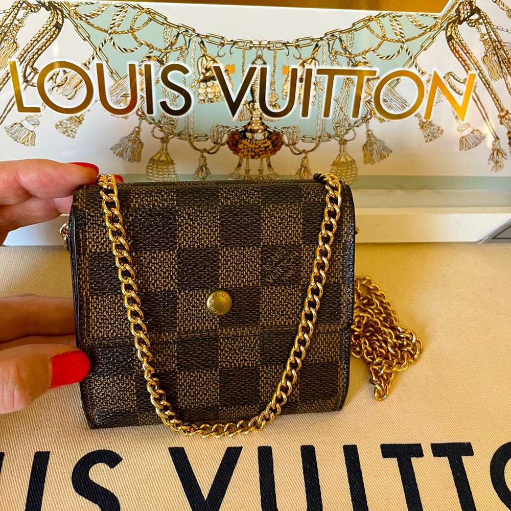 Louis Vuitton Vintage Damier Ebene Compact Wallet (can be worn with chain)